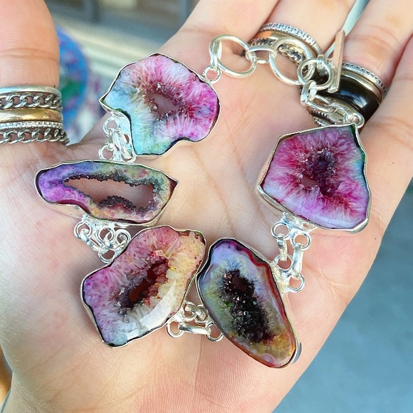 925 Sterling silver rainbow solar quartz bracelet - Picture 3 of 8